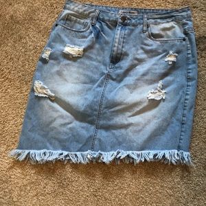 Asymmetrical denim skirt